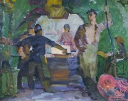 Художник: Ятченко Ю.Н. Эскиз. Кузнецы. Холст, масло. 1976 год.
